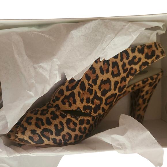 ERIC MICHAEL Peru Leopard Peep Toe Sling Back Heels EU 40 US 9 NEW IN BOX $159 - Picture 4 of 5